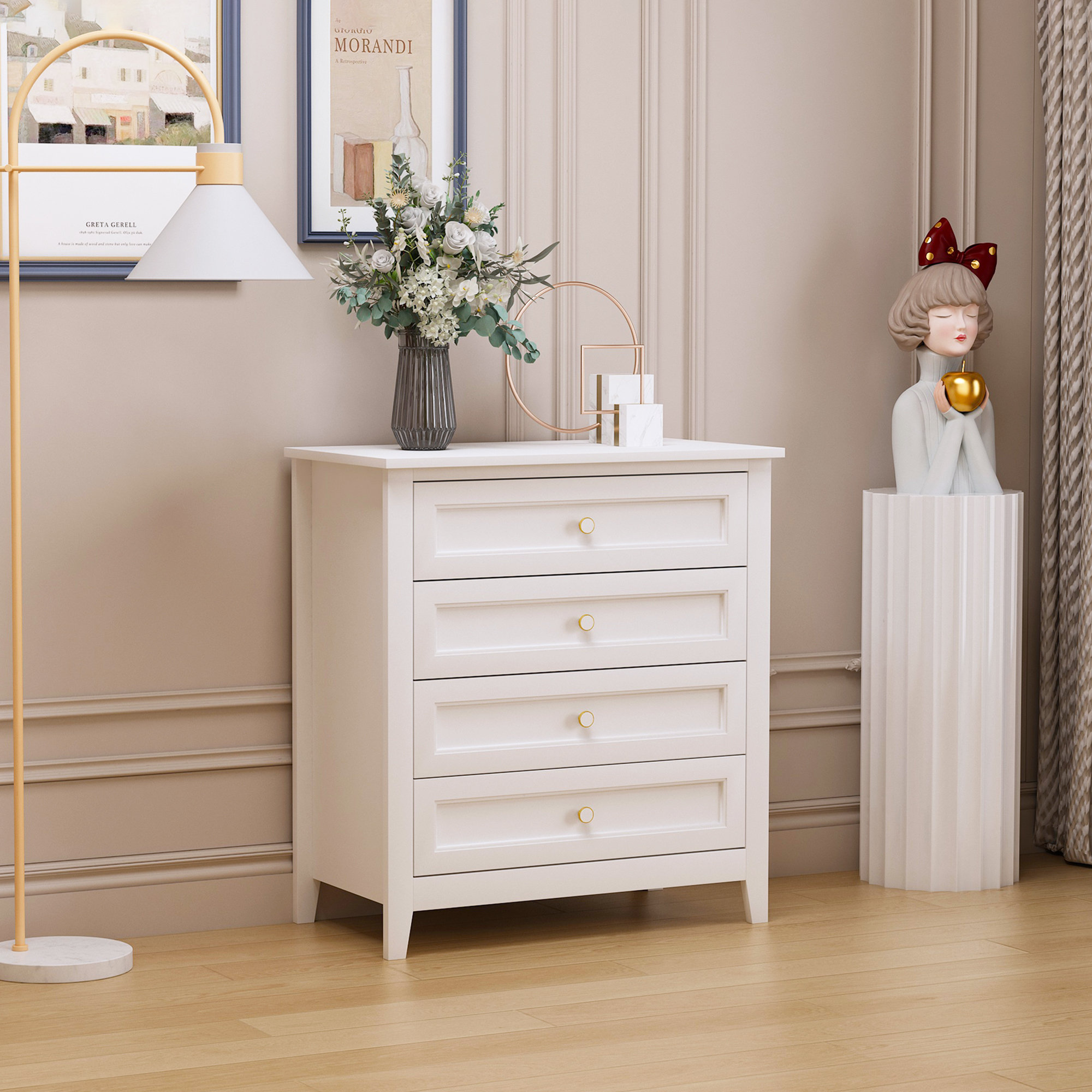 White accent deals chest with drawers