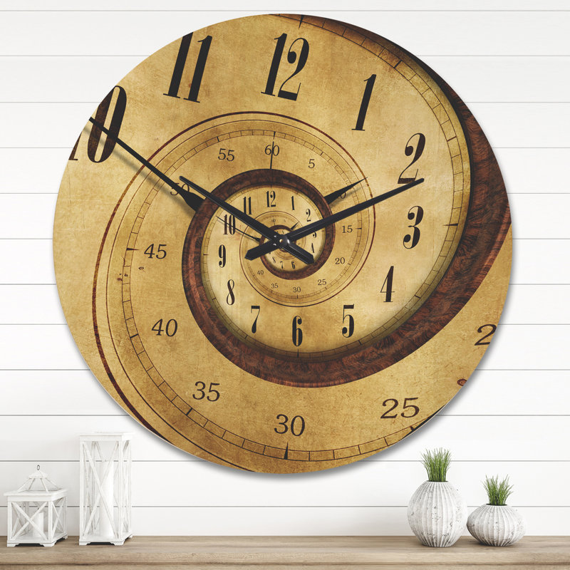 Horloge murale en bois Endless Time Spiral, Très grand