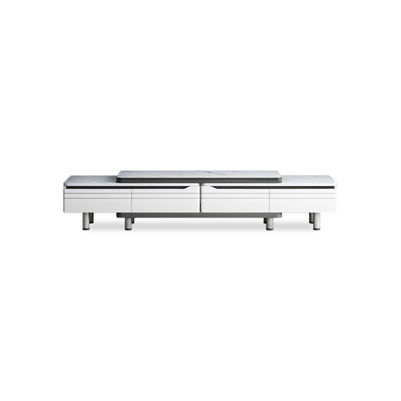 Meuble télé blanc en bois manufacturé, H 15,75 po x L 62,99 po x l 11,81 po