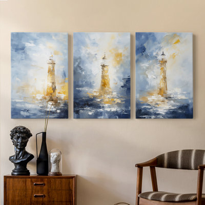 Sea and Shore  Series  CXL  -Set Of 3 Gallery Wrapped Canvas -Ready to Hang