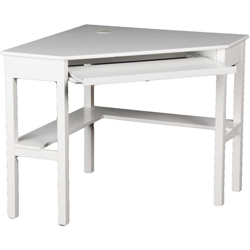 Bureau d'ordinateur de coin, blanc