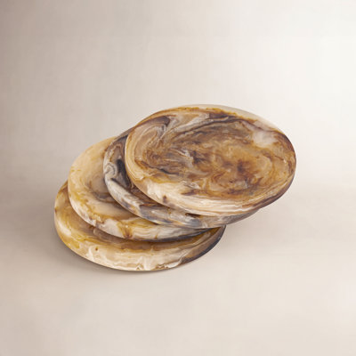 Landyn Resin Round 4 Piece Coaster Set
