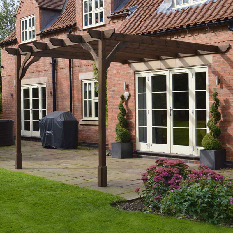 Randi Manufactured Wood Pergola, 270cm H x 420cm W x 420cm D, Rustic Brown