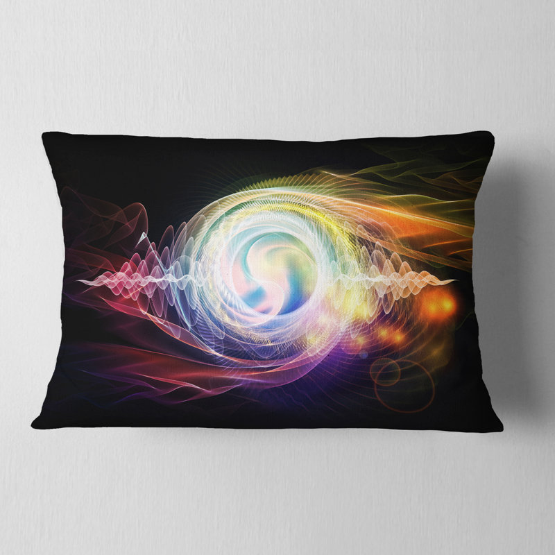 Vague lumineuse en particules sur fond noir - coussin imprimé abstrait