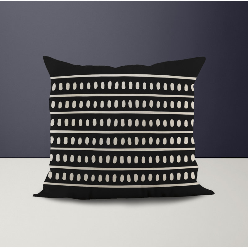 Jeté carré en polyester intérieur / extérieur, L 15 po x H 15 po, Noir