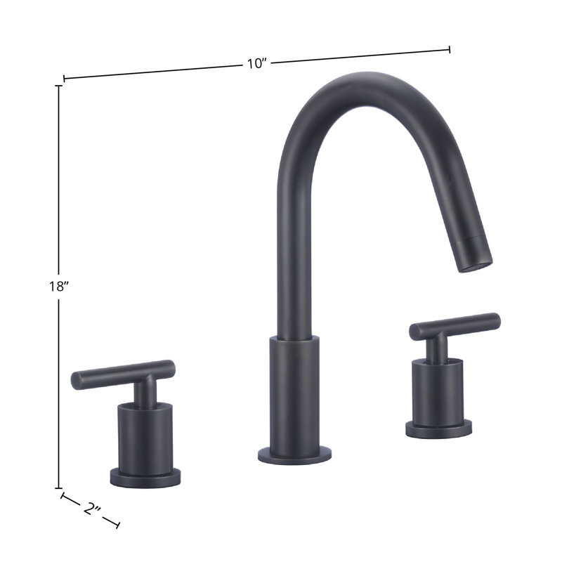 DAX Round Two Handle Brass Bathroom Faucet, Matte Black