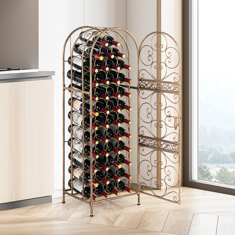 Swaney 45 Bottle Free -standing Shelf Wine Rack in Gold