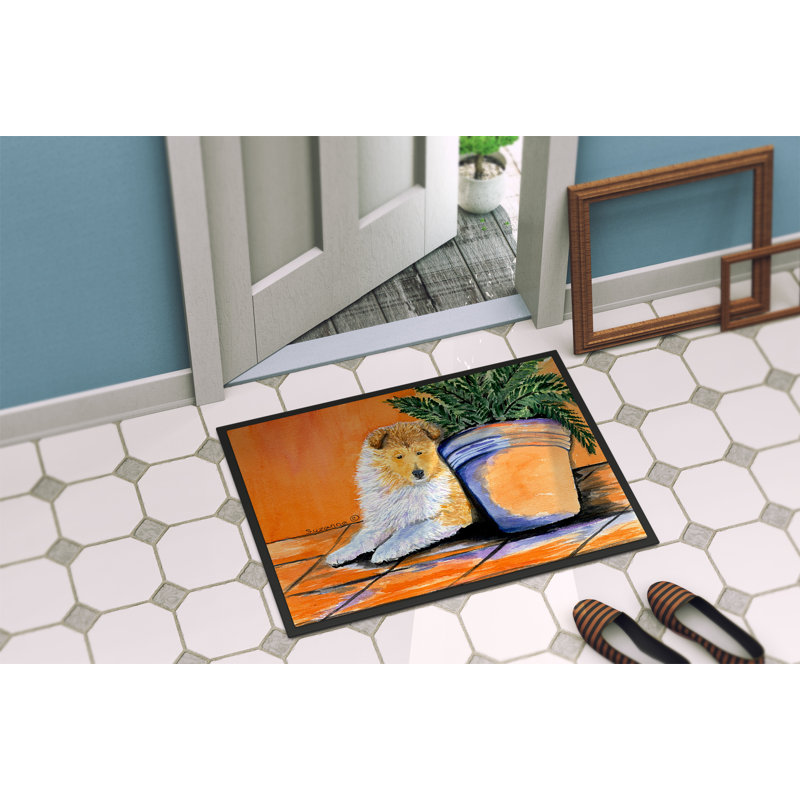 Tapis de porte d’intérieur anti-dérapant sheltie, Rectangle 2 pi x 3 pi