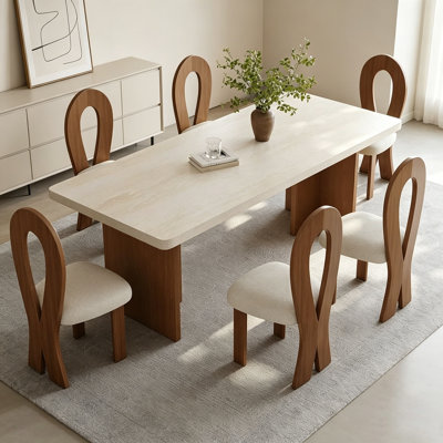 Table en pierre frittée de style crème