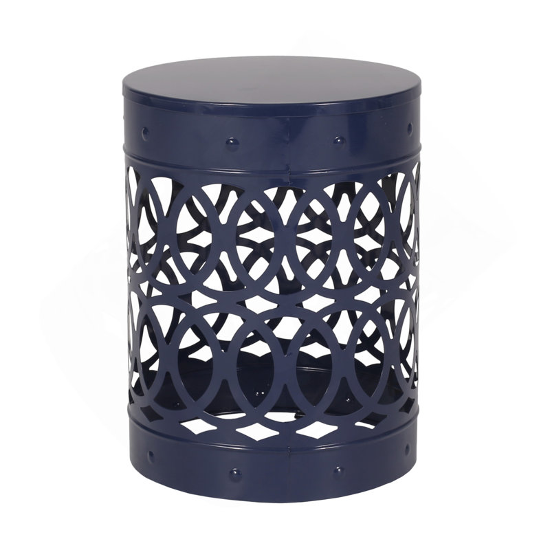 Outdoor Metal End Table -Large, Navy Blue