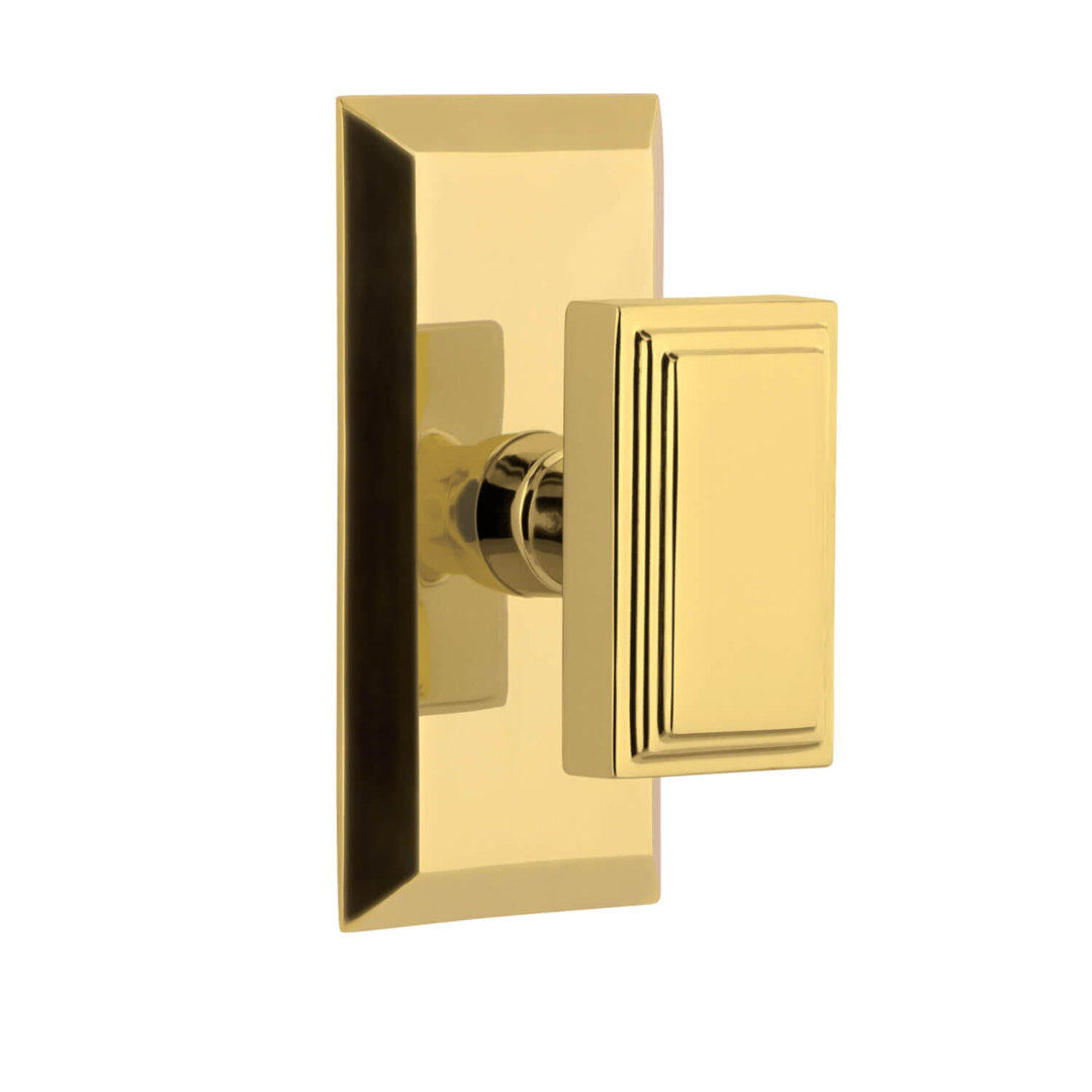 Grandeur Fifth Avenue Short Plate Privacy with Carré Door Knob Grandeur 