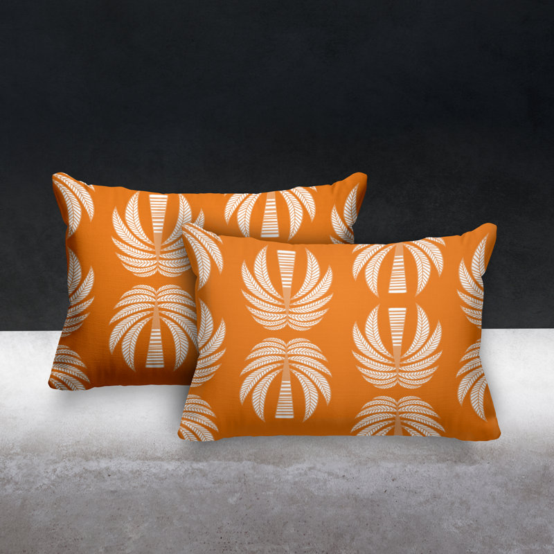 Polyester / Mélange de polyester Housse de coussin rectangulaire intérieure / extérieure lombaire et insert, Orange