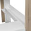 Lit mezzanine double en bois avec tablettes de rangement intégrées, tringles à vêtements et bureau-712444653
