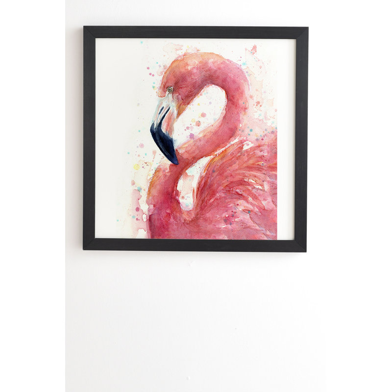 « rose flamant rose flamant rose », impression, H 20 po x l 20 po x P 2 po, Armature en bambou, Pas de tapis