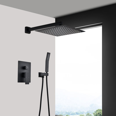 Matte Black Wall Mounted 12" Rain Shower Head - Self-Cleaning Nozzle For Captivating Shower, Suits All Standard Arms, Conforms To American Pipe Connection Regulations Mount And Bath, Compatible With