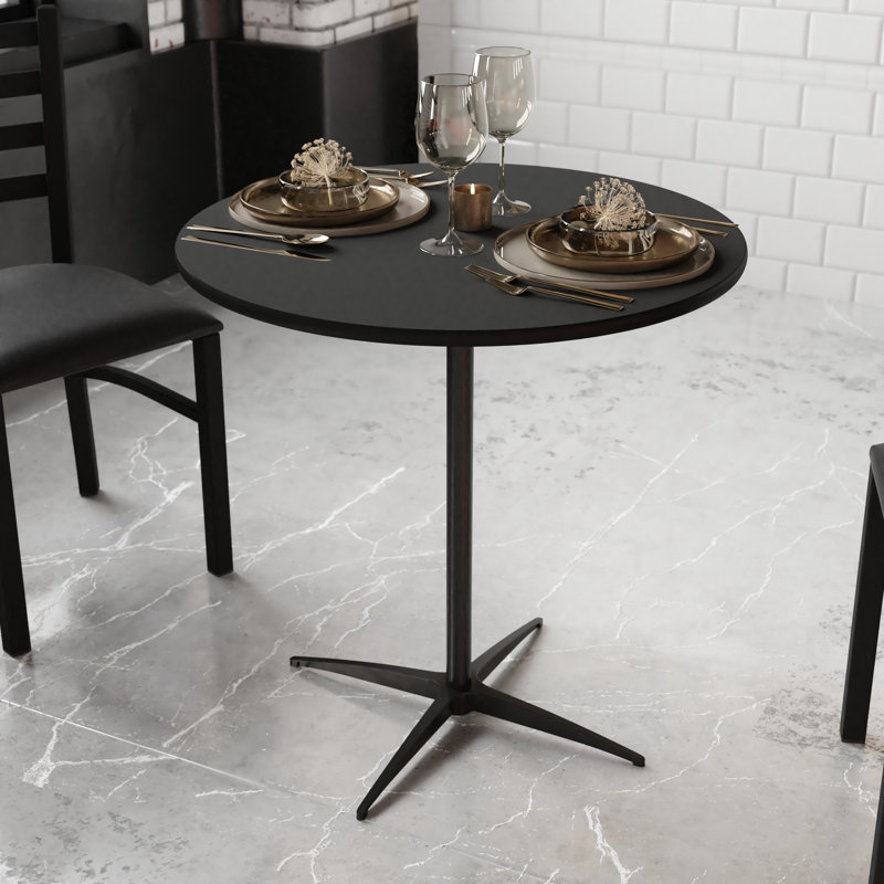 Table basse en bois avec colonnes Marrel, H 42 po x L 30 po x l 30 po, Noir, Noir