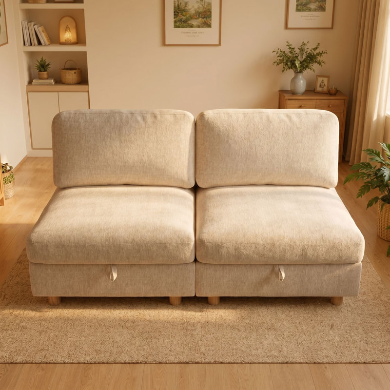 Canapé modulaire convertible modulaire, canapé-lit à 2 places avec rangement sous chaque siège, conception pliable, aménagement personnalisable, sièges à clipser