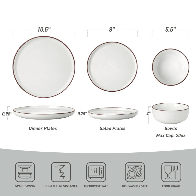Service de table 12 pièces, ensemble de vaisselle pour 4 Famiware, Blanc