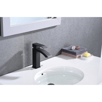 Single Handle Waterfall Bathroom Sink Faucet With Pop - Up Drain For Overflow Sinks, High Strength Rust Stainless Steel, Easy Installation And Water Adjustment Outlet  With Overflow , Corrosion
