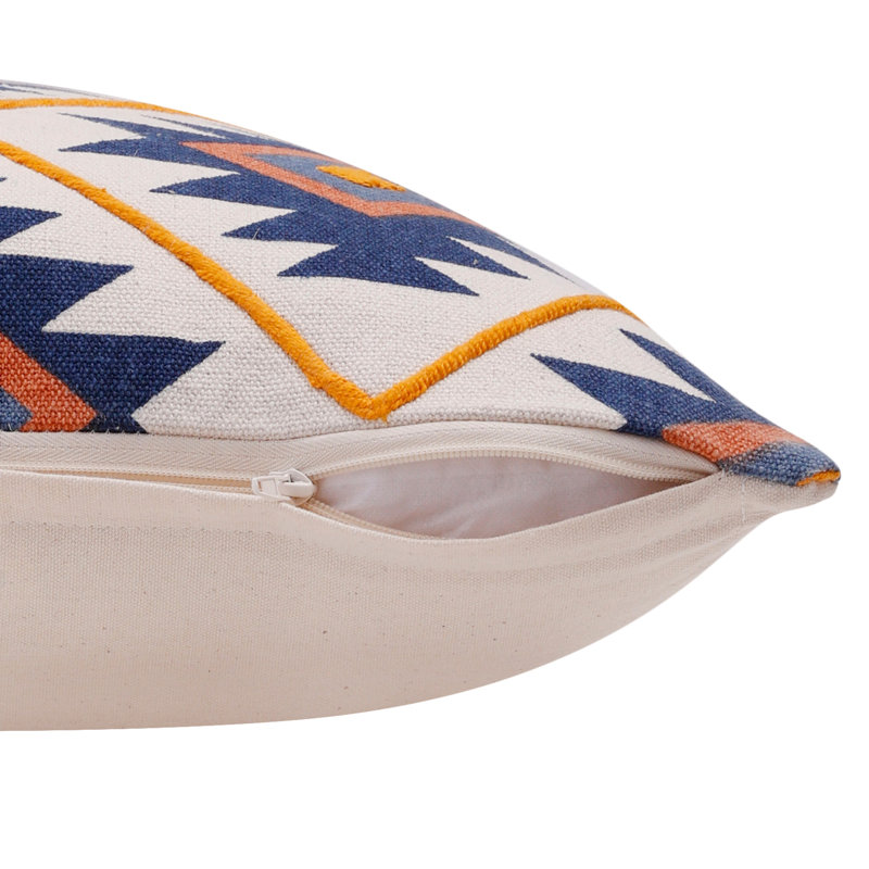 Sedona Textured Cotton Throw Pillow, Navy/Rust, Polyester