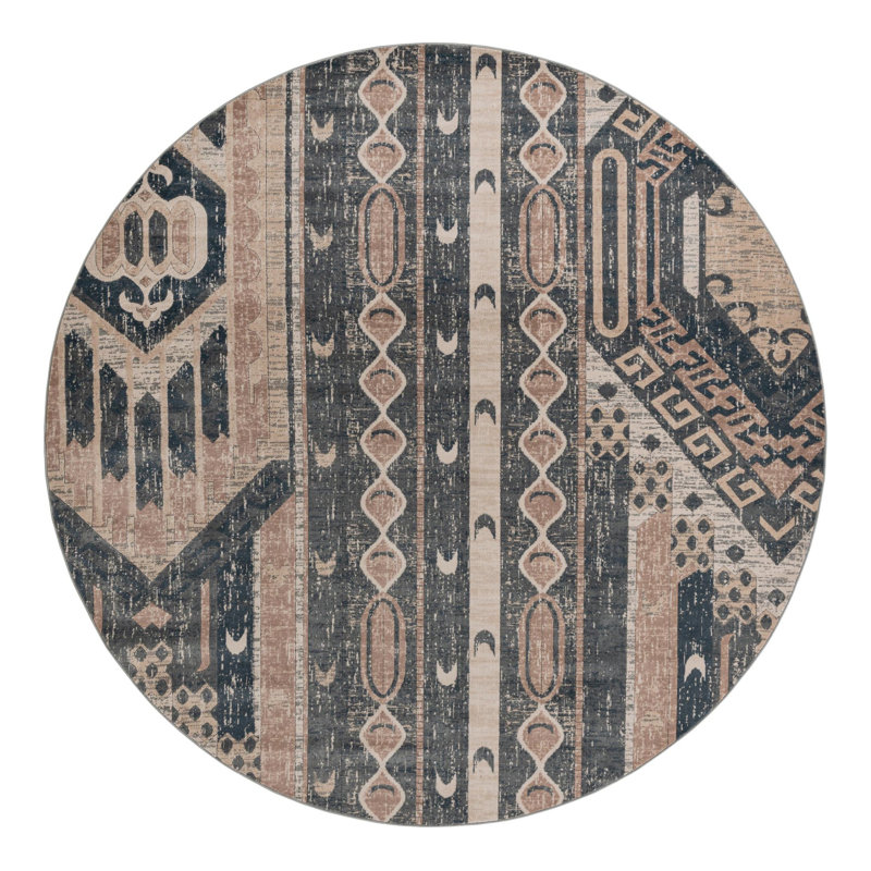 Tapis bleu marine / ivoire Josephus, Rond 13 pi 1 po