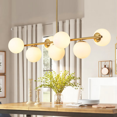  LineGlow 7 - light Linear Opal Glass Kitchen Island Pendant Light for Dining Room