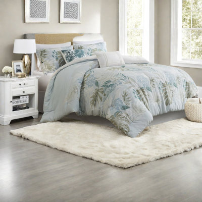 Ensemble de literie de luxe en coton Coastal, grand bleu avec coussins décoratifs