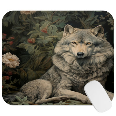 Animals William Morris Wolf I Cottage Gaming Cute Office Laptop Desk Pad Gift Mat Square Rectangle Non-Slip Mousepad