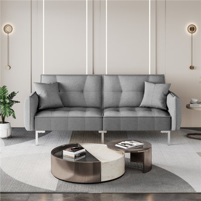 Palmgrass Full 78.5" Wide Linen Tufted Back Convertible Sofa by Latitude Run