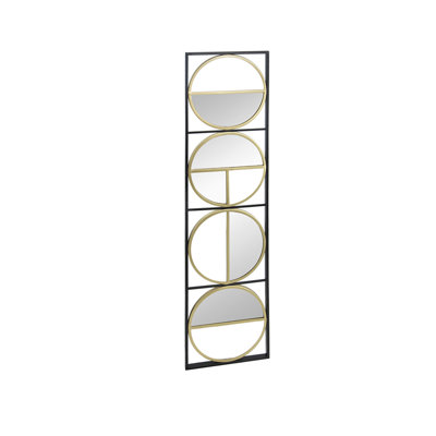 47.2" Eclectic Styling Metal Beaded Black Wall Mirror With Contemporary Design For Bedroom