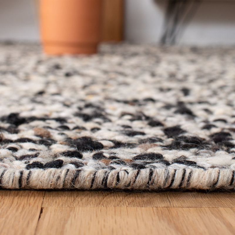 Leo Natura Hand Woven Wool/Cotton Abstract Rug in Gray/Beige, Rectangle 9' x 12'