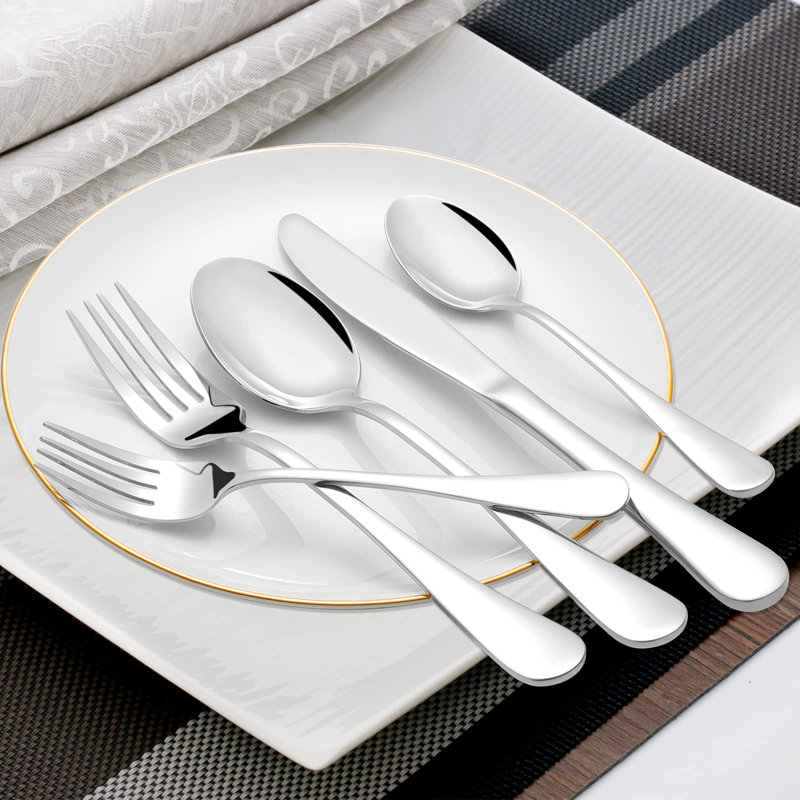 60 Piece Silverware Set For 12, Premium Stainless Steel Flatware Set, Eating Utensil Sets With Steak Knives, Cutlery Tableware Service Include Fork Knife Spoon Set, Mirror Polished