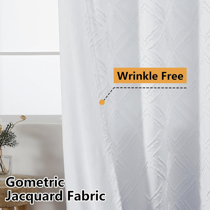 Ensemble de rideau de douche Jacquard, Blanc