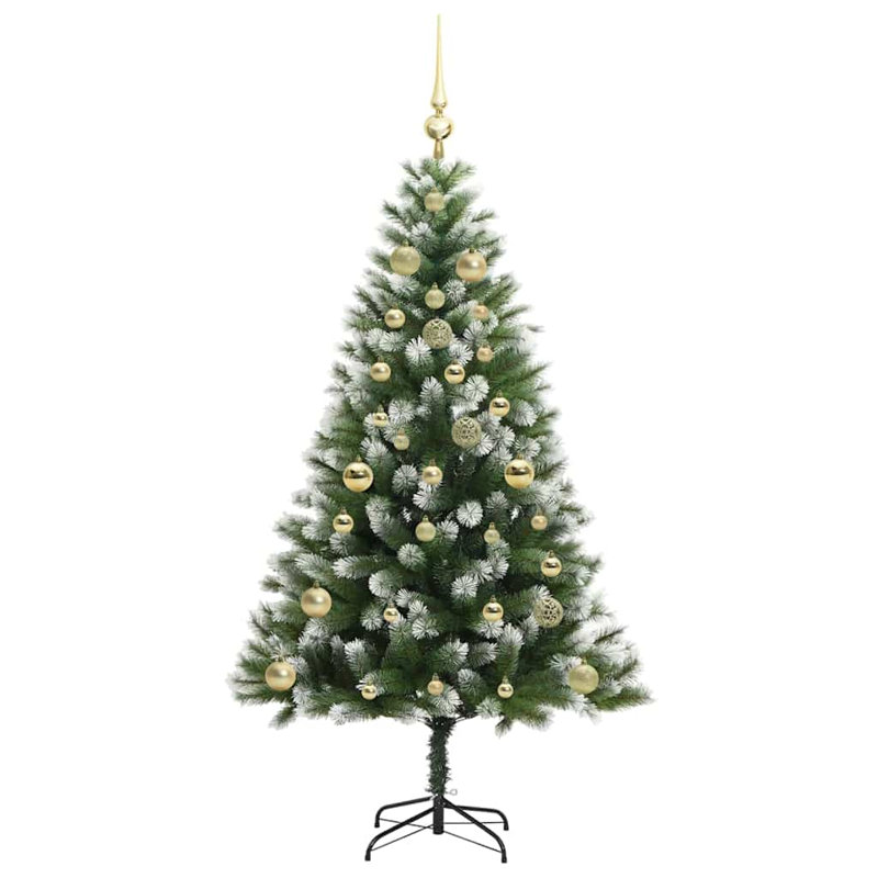 Artificial Hinged Christmas Tree with Flocked Snow, Yellow, 150cm H