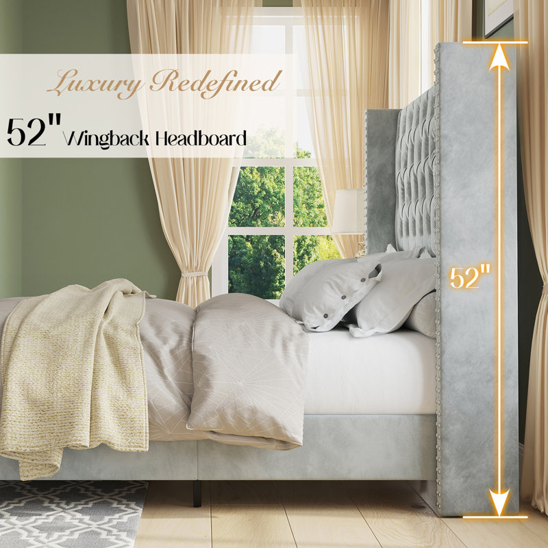 Duhon Upholstered Platform Bed, Queen, Dark Gray