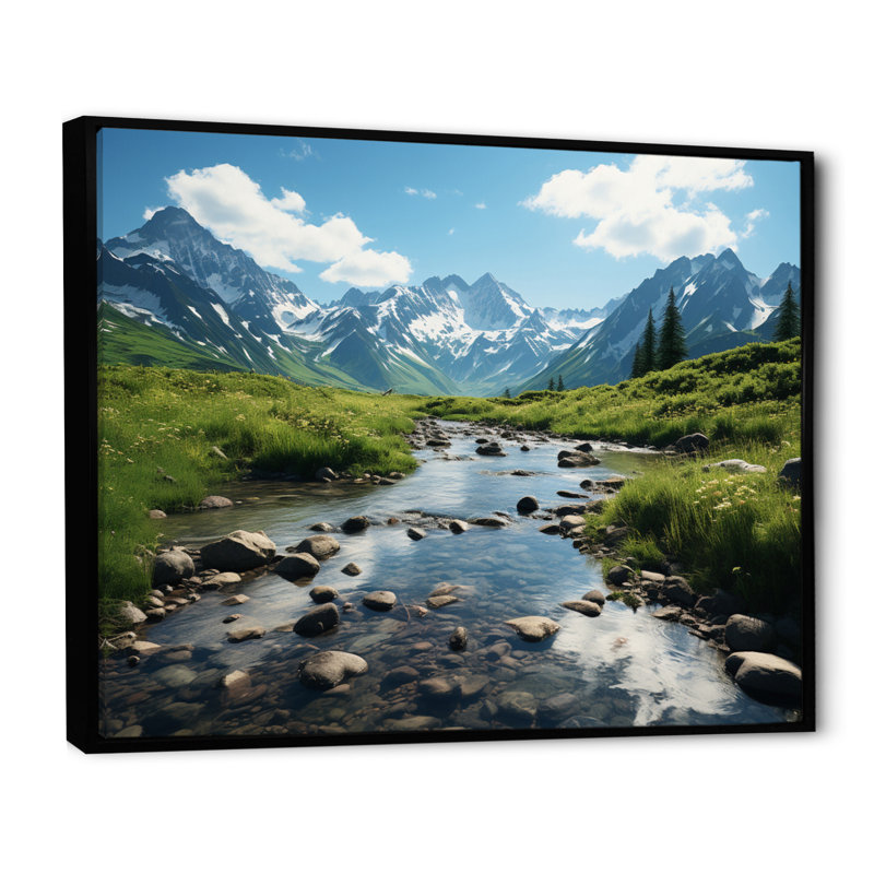 Paysage de l'Alaska I - reproduction sur toile, H 34 po x l 44 po x P 1,5 po, Cadre flottant noir