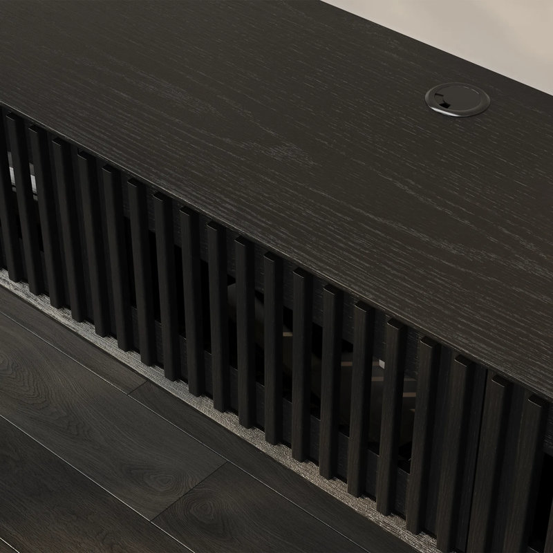 Meuble télé moderne flottant, entièrement assemblé, Noir, 11.02"H x 94.49"W x 15.75"D