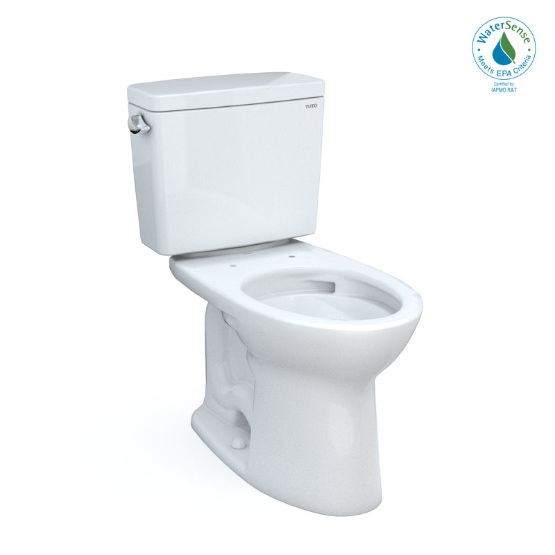 Drake® 1.28 GPF (Water Efficient) Elongated Two-Piece Toilet with Tornado Flush® (Seat Not Included), Cotton, 10, Left