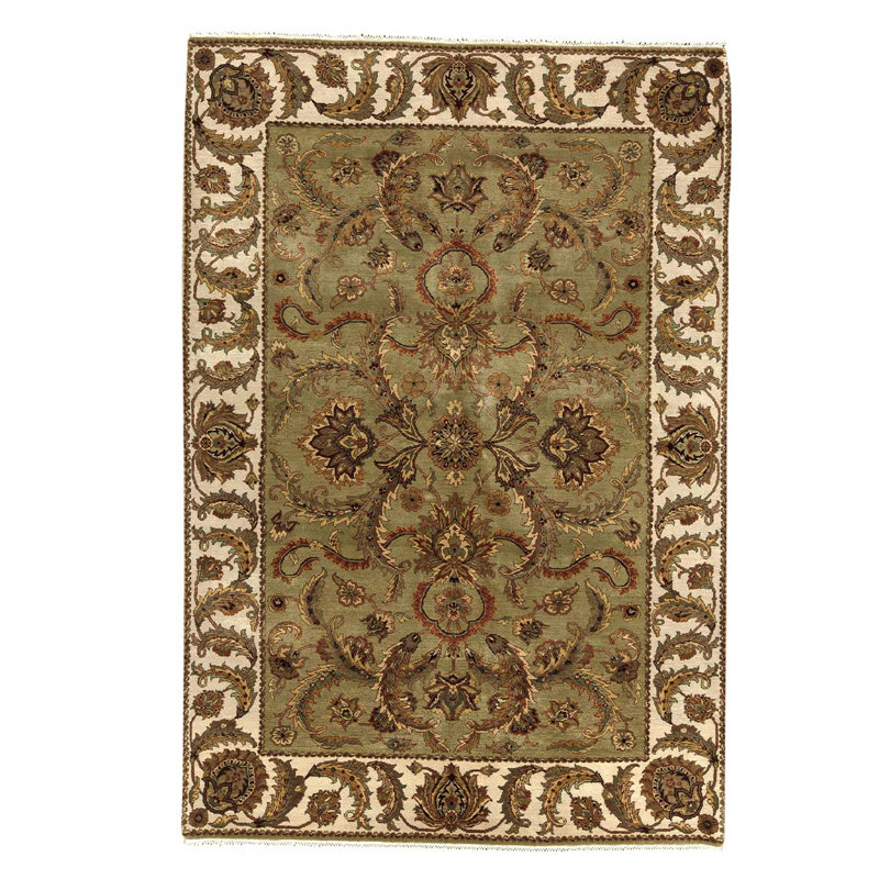 Wool Oriental Area Rug in Blue Beige