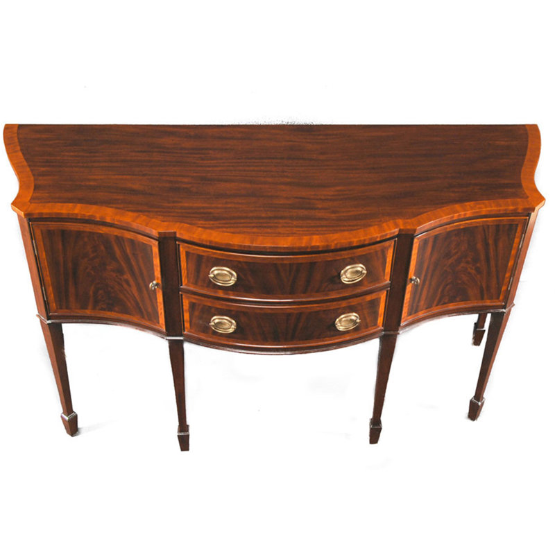 Table buffet 67 po à 2 tiroirs en bois d'acajou, Noyer