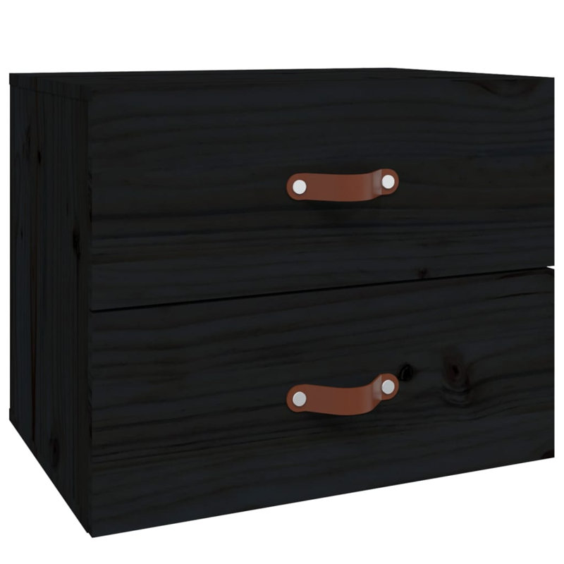 Kareema 50cm W Solid Wood Bedside Table, Black