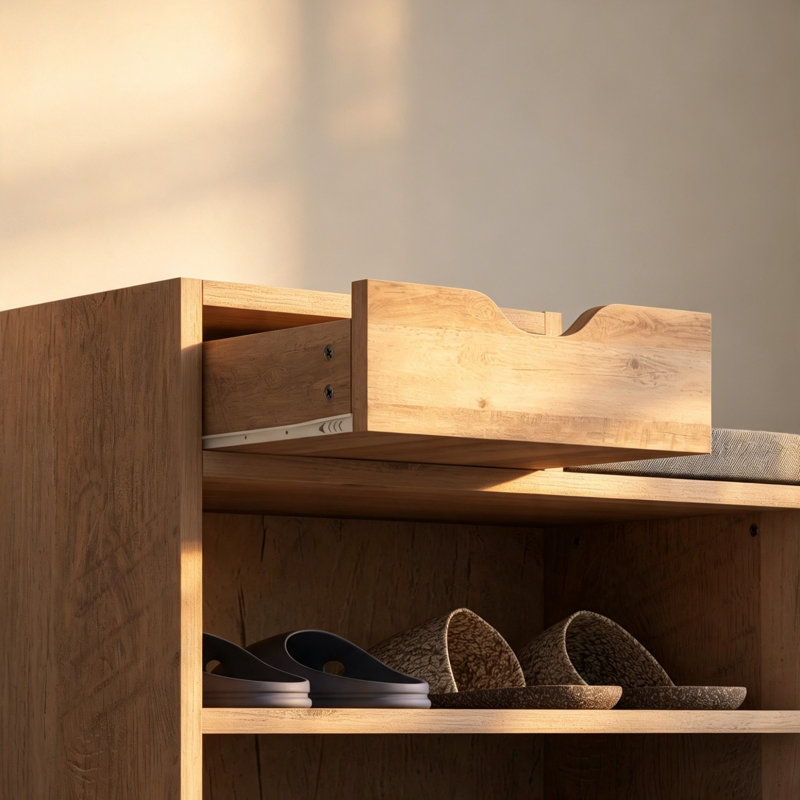 5 Pair Shoe Storage Bench, Oka finish