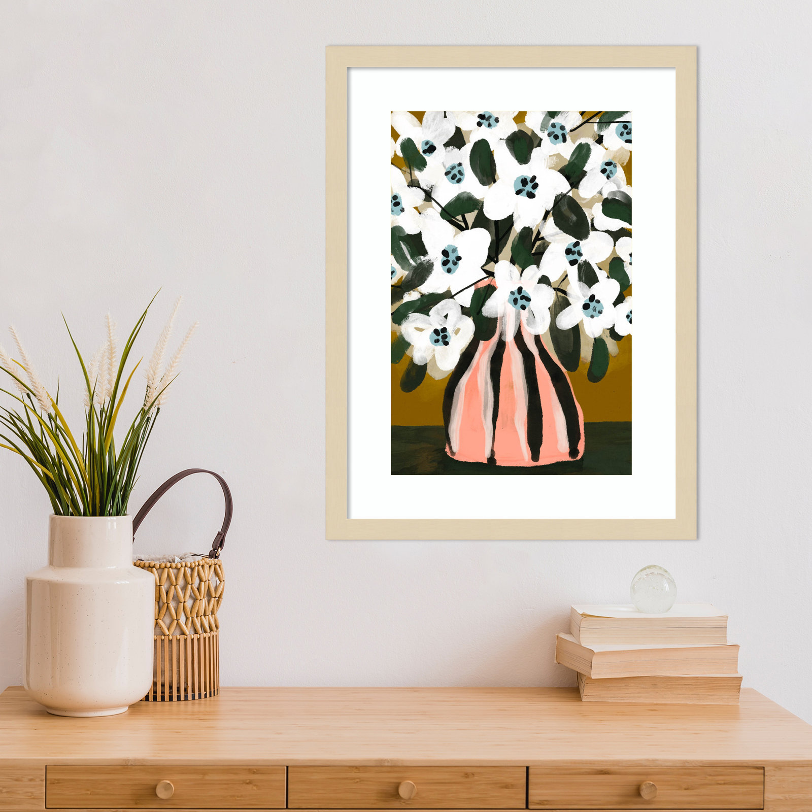 Galya "Pastel Flower Impression No. 9" Print, Brown, 21" H x 16" W