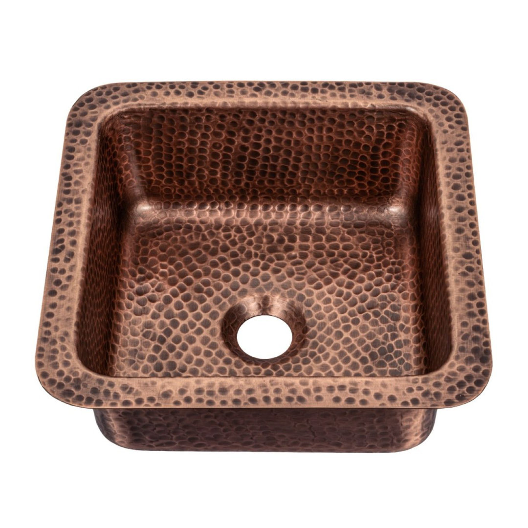 Pure Copper Hand Hammered Glasgow Dual Mount Single Bowl Bar Prep Sink 12" Monarch Abode
