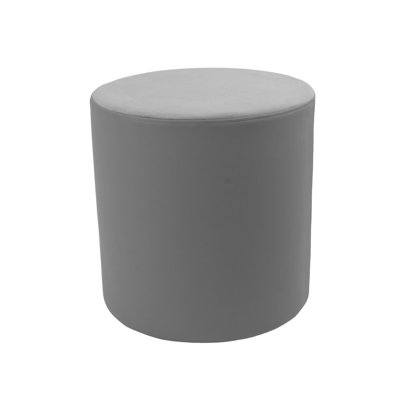 18 inch Round Everyday Two-Texture Microfiber + Vinyl Ottoman, 19 inch Height, Gray