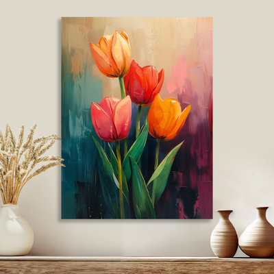 «Orange Orange Vibrant Bloom Tulips II», impression d'art mural