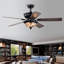 Ventilateur de plafond standard à 5 pales de 52 po avec télécommande et ensemble d'éclairage inclus Pingree