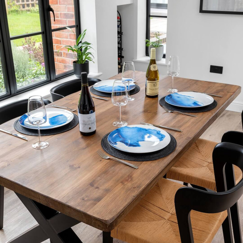 Rustic Dining Table - Chunky X Legs, 76cm H x 240cm W x 100cm D