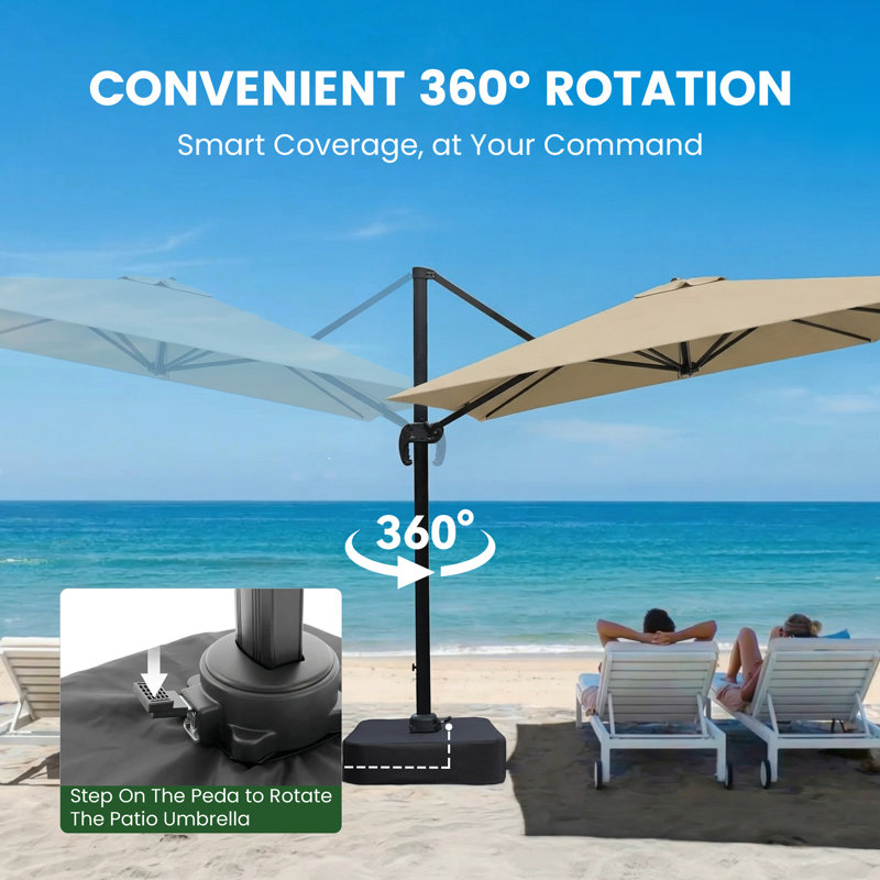 Taotronics Olilawn 9' x 11.5' Rectangular Patio Umbrella with Base  Included, Large Cantilever Offset Aluminum Umbrella - 360-Degree Rotation &  Infinite Tilt, for Garden, Deck, Pool & Patio & Reviews | Wayfair