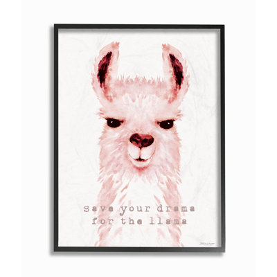 " Save Your Drama for the Llama Pink Watercolor Llama " Painting